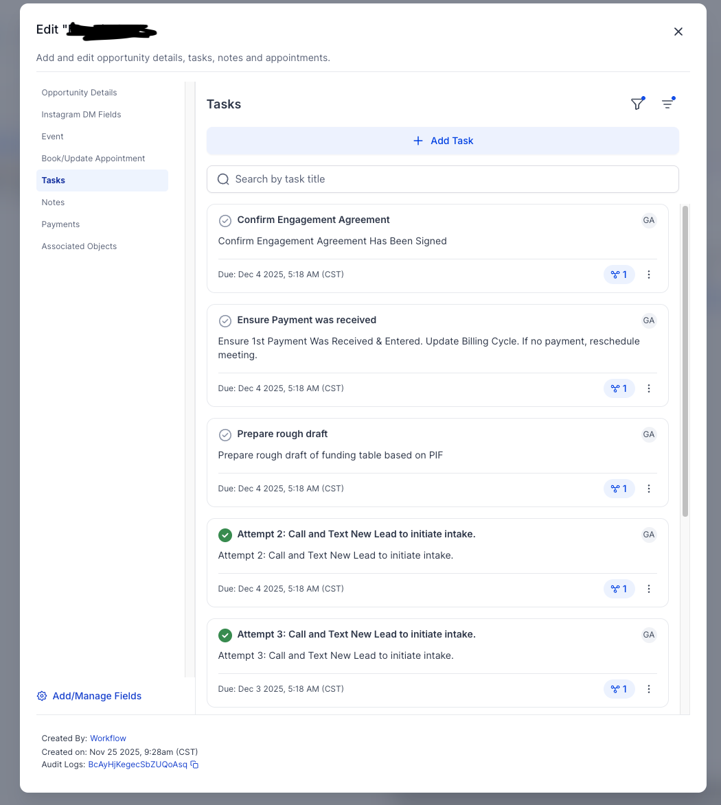 Automatically generated tasks for scheduled design meeting