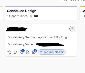 Lead in Scheduled Design stage in CRM pipeline